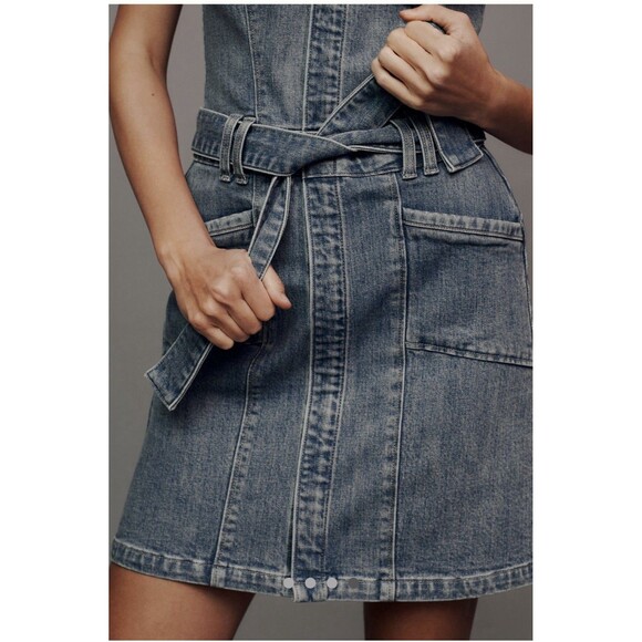 Anthropologie PAIGE Kelsee Sleeveless Mini Dress Sz 4 Light Denim NWT - Picture 4 of 10